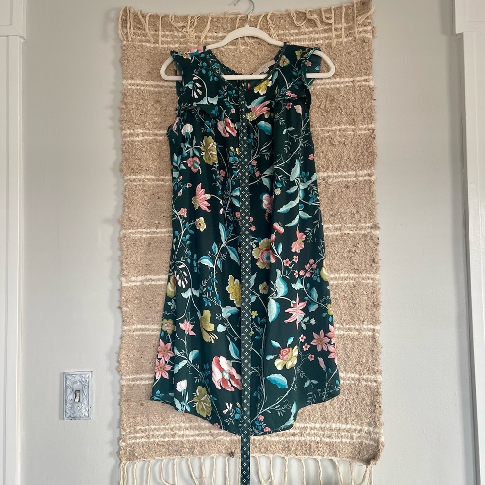 LOFT Medium Floral, Green Shift Dress